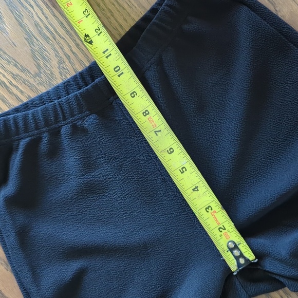 SHEIN Petite Ruffle Extra Wide Bell Bottom Hem Elastic Waist Black Stretch Pant - Picture 5 of 7